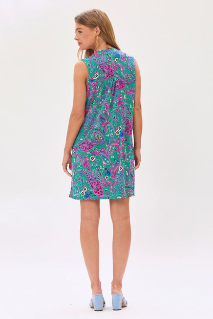 Dear Scarlett Lizzy Tank Dress in Emerald/Pink