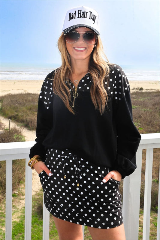 Mia Printed Pullover- After Dark Polka Dot