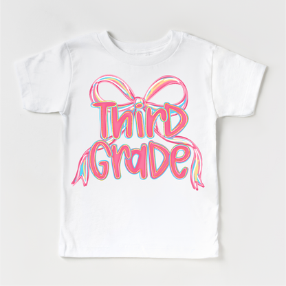 Girls 3rd Grade Bow Back To School Shirt - First Day Of School Tee