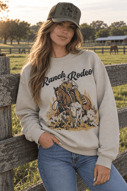 Ranch Rodeo Cowboy Roping Graphic Sweatshirt