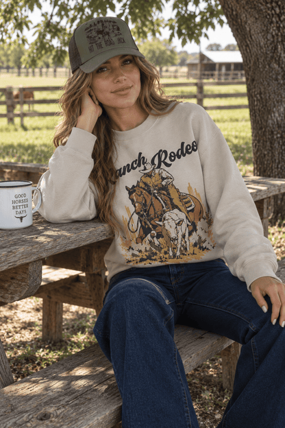 Ranch Rodeo Cowboy Roping Graphic Sweatshirt