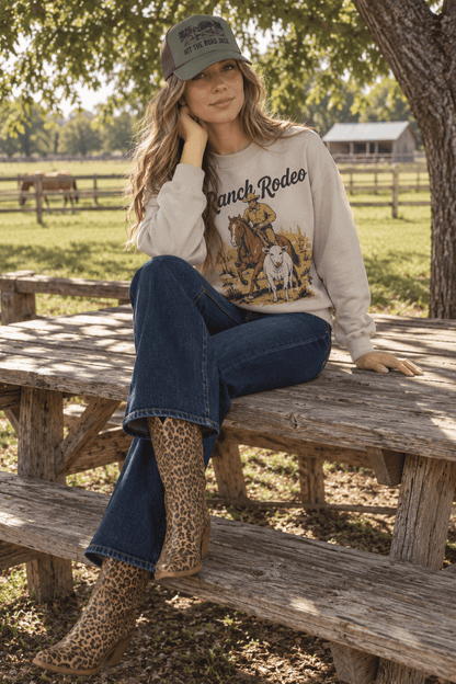 Ranch Rodeo Cowboy Roping Graphic Sweatshirt