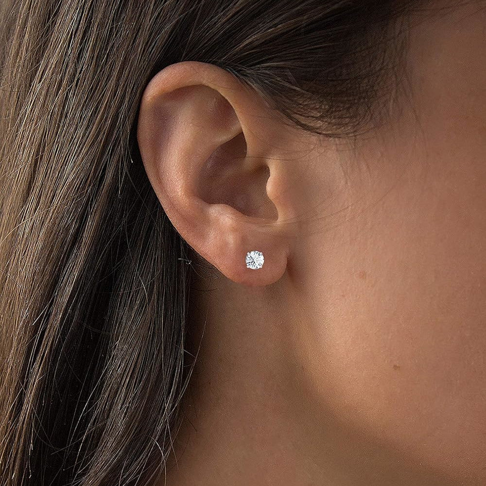 2CTW Created Moissanite Stud Earrings (G-VS) in Choice of 14K White Gold or Yellow Gold