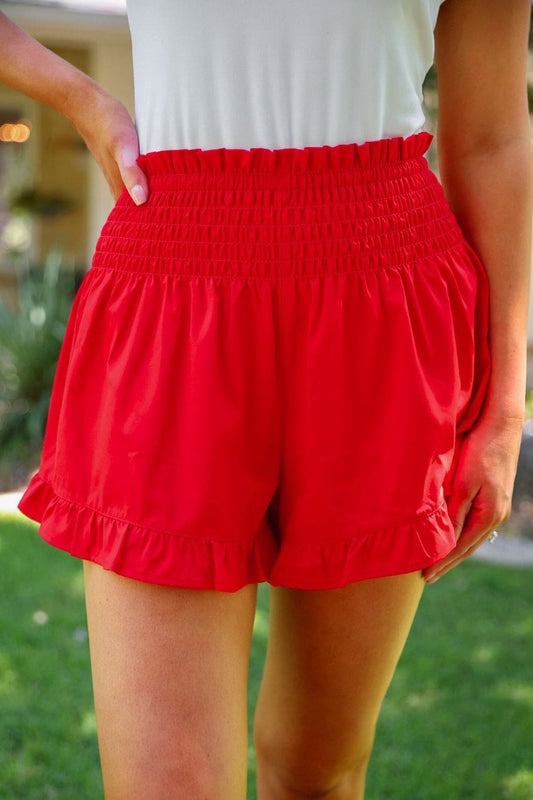 Sunny Strolls High Waisted Shorts- Red