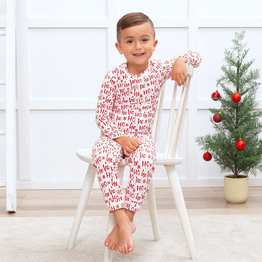 Christmas Ho-Ho-Ho Kids Bamboo Pajama Set-Family Matching