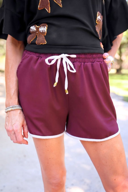 True Maroon Drawstring Everyday Shorts