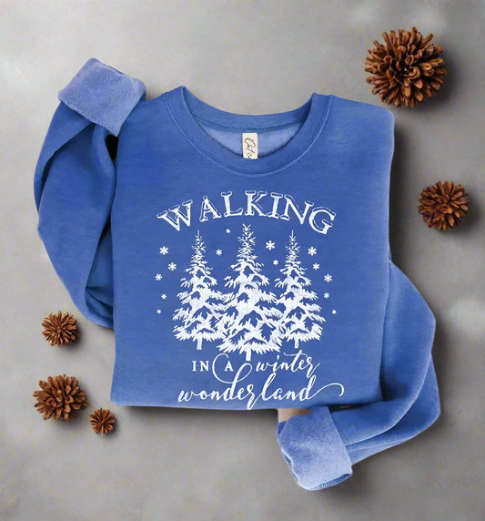 Walking in a Winter Wonderland Full Size Graphic Sweatshirt