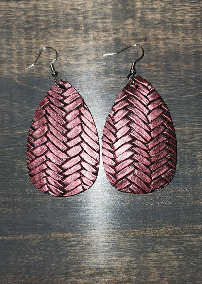 Woven Drop Earrings Faux Leather