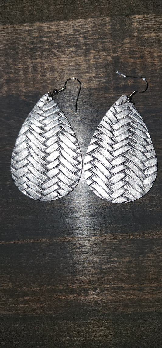 Woven Drop Earrings Faux Leather