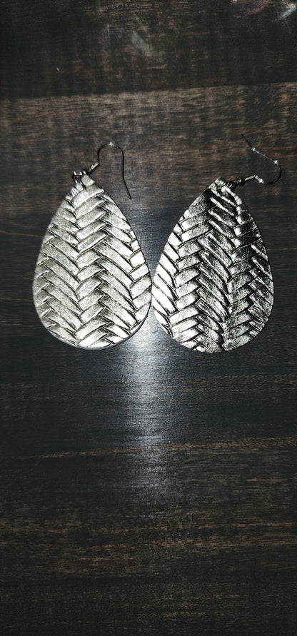 Woven Drop Earrings Faux Leather