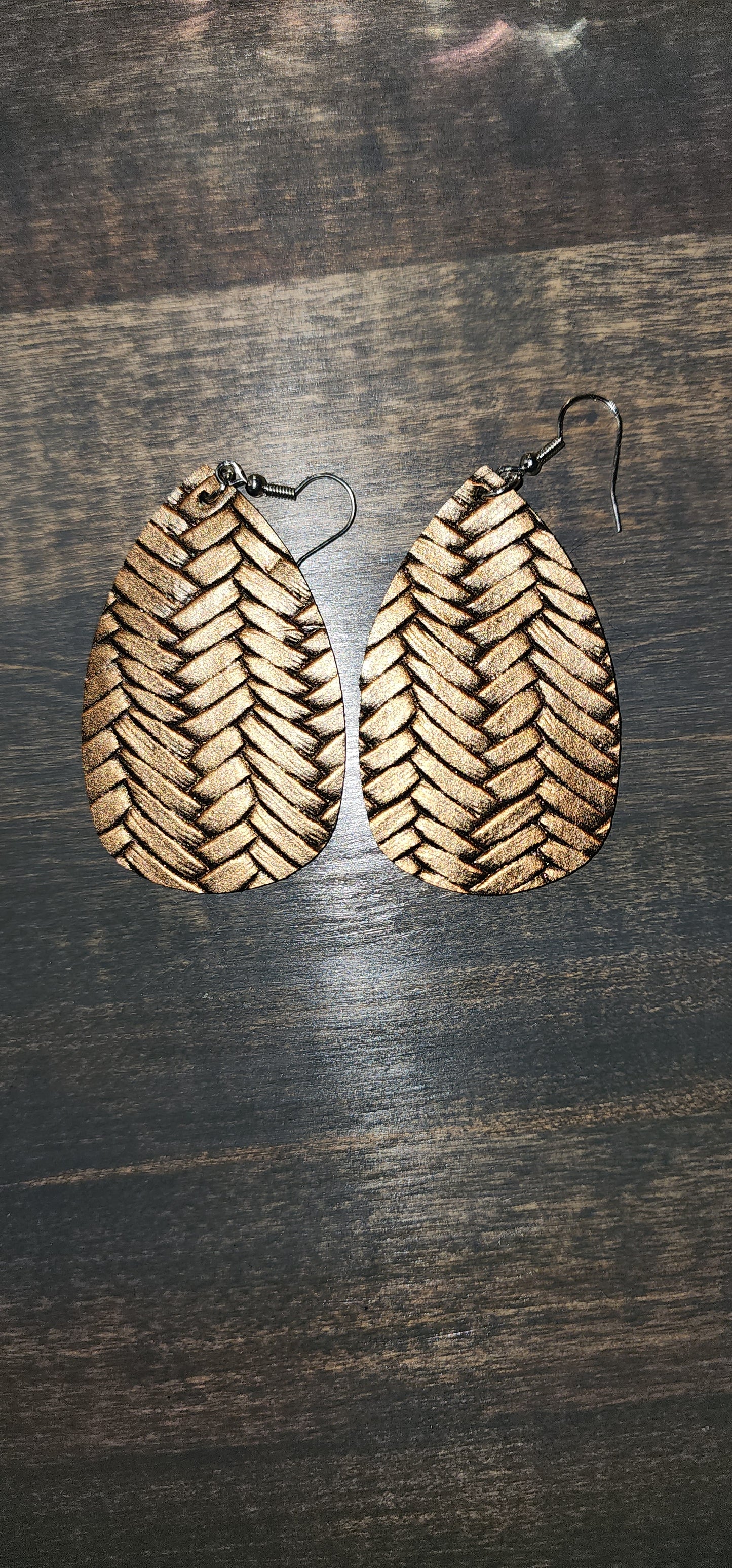 Woven Drop Earrings Faux Leather