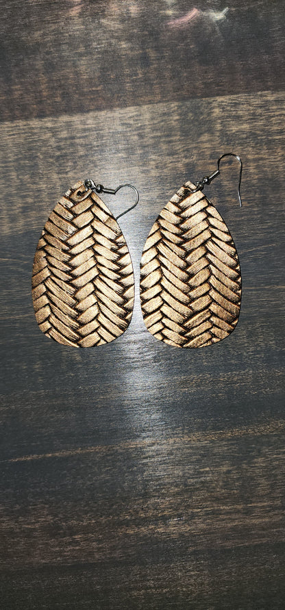 Woven Drop Earrings Faux Leather