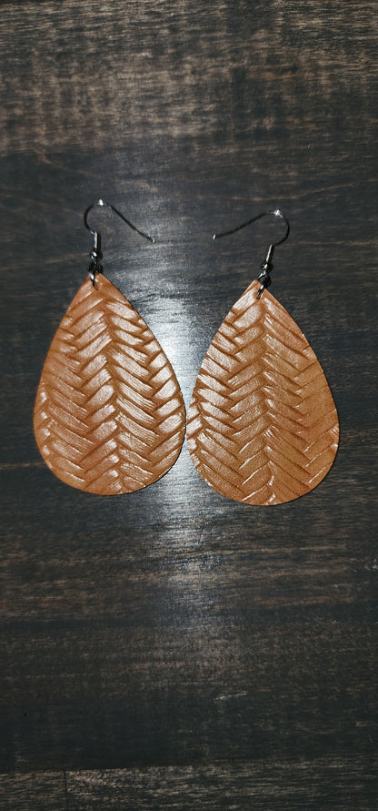 Woven Drop Earrings Faux Leather