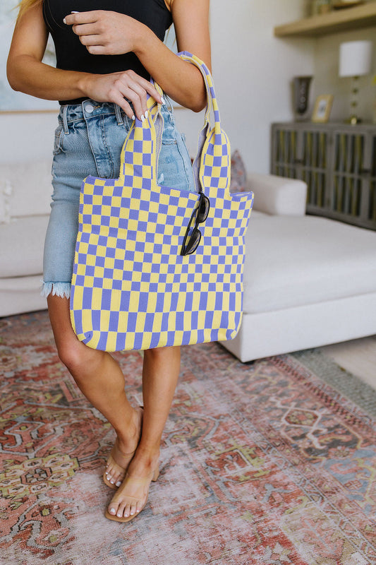 Checkerboard Lazy Wind Big Bag in Lilac & Yellow HC