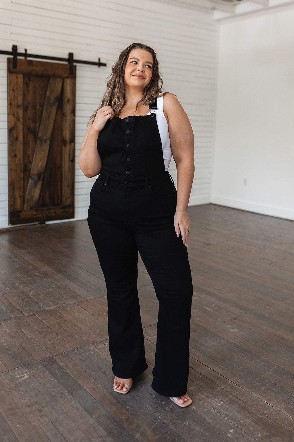 Judy Blue Imogene Control Top Retro Flare Overalls in Black