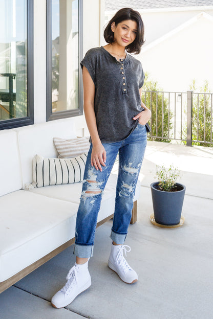 She's Alright Mineral Wash Sleeveless Henley Ave