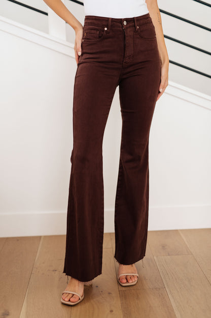 Judy Blue Sienna High Rise Control Top Flare Jeans in Espresso