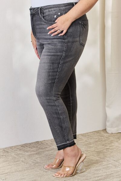 Judy Blue Full Size High Waist Tummy Control Release Hem Skinny Jeans